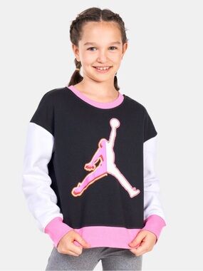 Jordan Black and Pink Sweatshirt Long-sleeve Mesh Back Basketball Girls Large